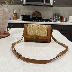 Steve Madden Tan and Brown Crossbody Bag with Gold Chain